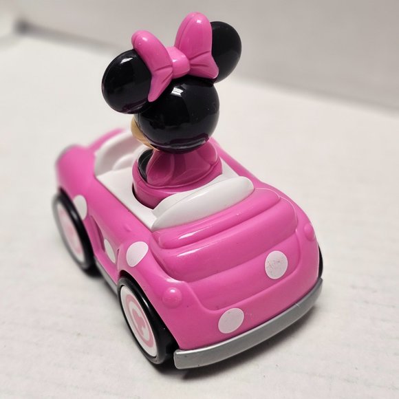 Disney Pink White Polka Dot Minnie Mouse Car Toy Push Go Racer - Picture 3 of 7